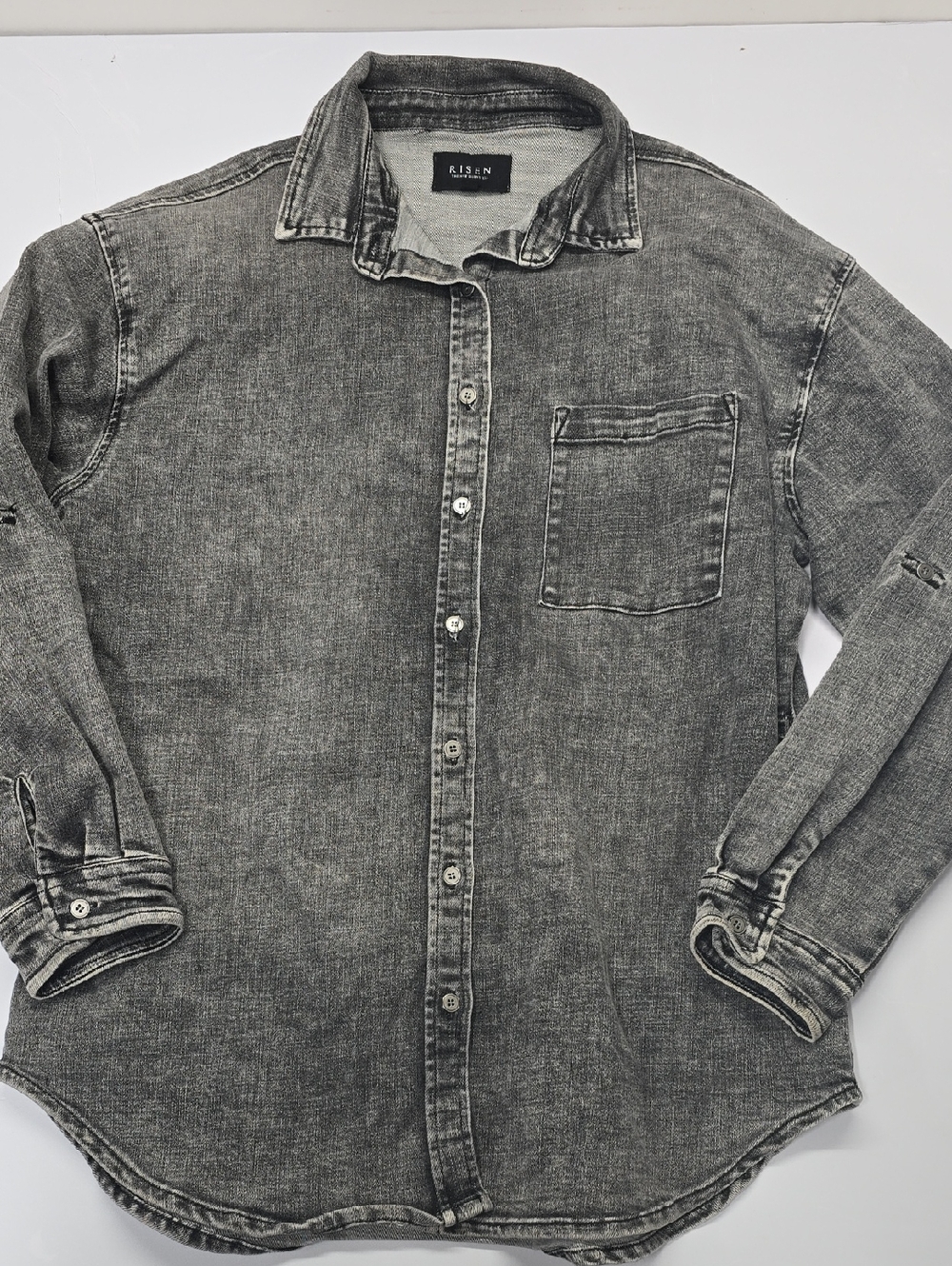 Risen Men's Washed Grey Button-Down Shirt